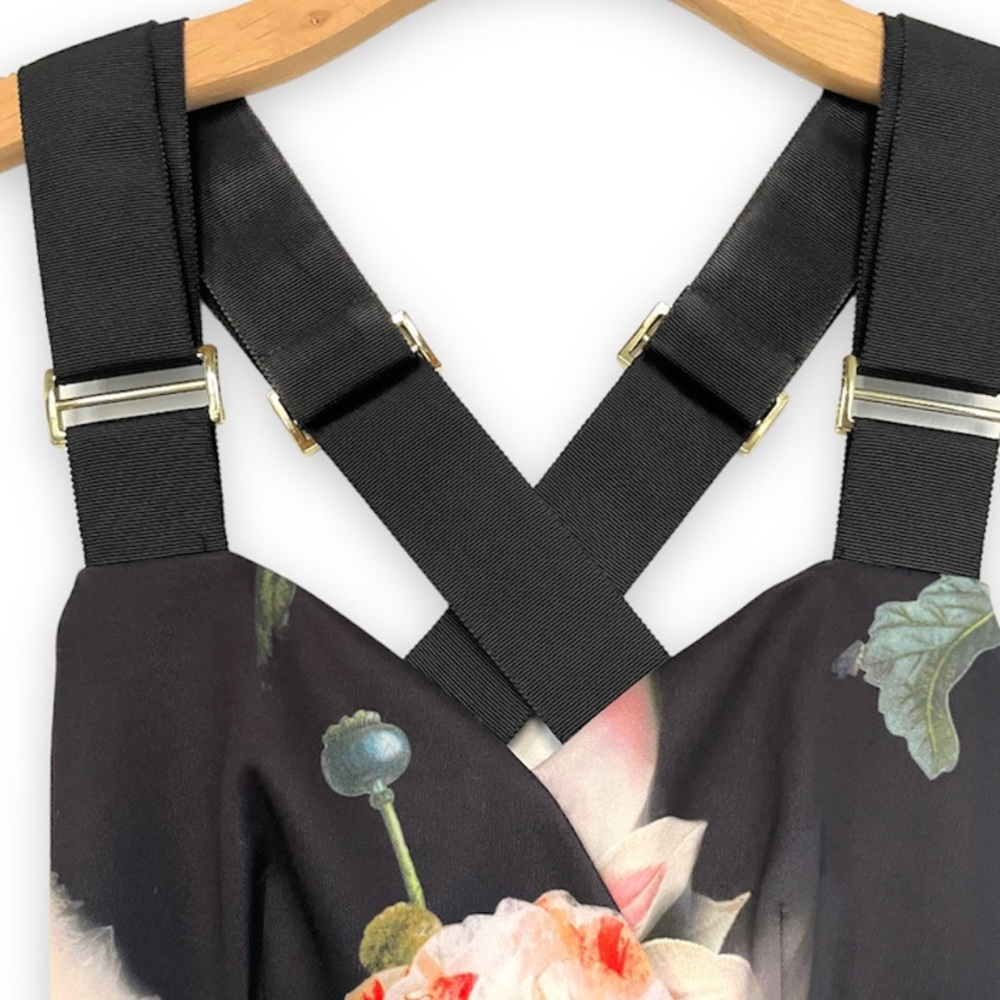 Ted Baker London, Black Floral Cocktail Dress, Size 0 - Picture 5 of 9